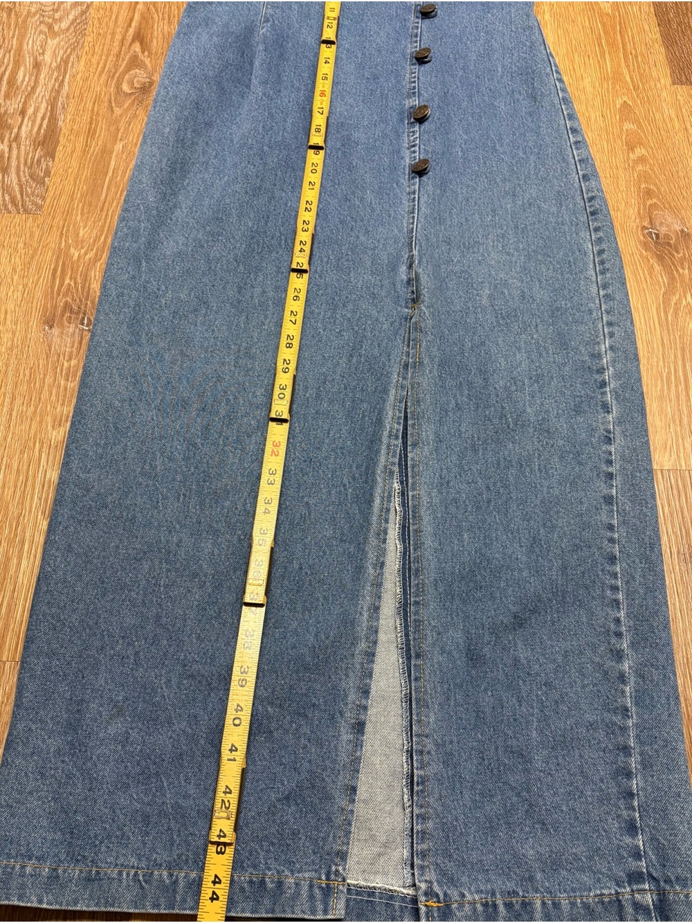 Denim Midi Dress with Front Button Detail - Blue - Picture 5 of 8